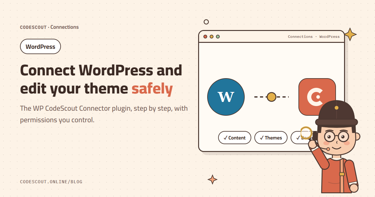 Scout inspecting the link between CodeScout and a WordPress site