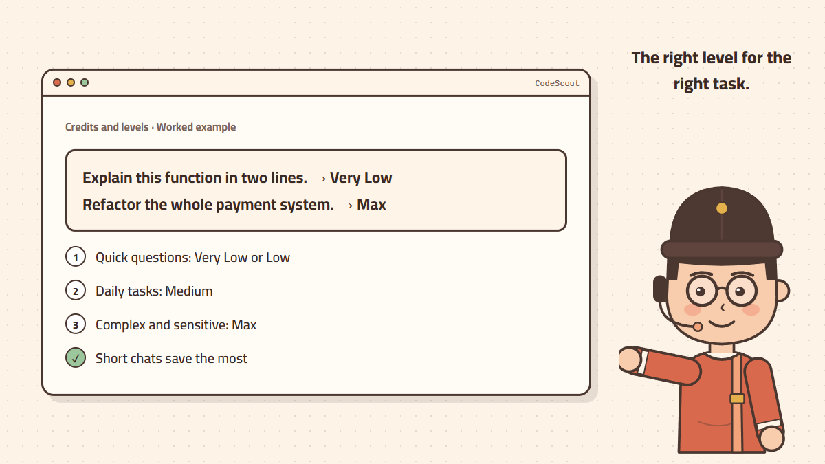Examples of choosing a quality level by task type